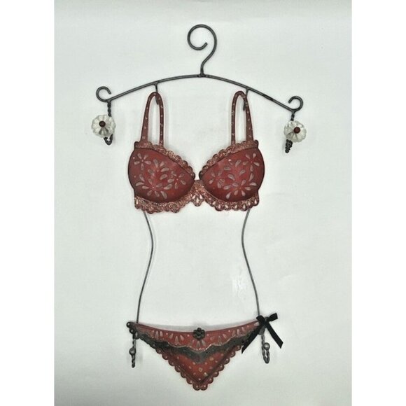Vtg Novelty Wall Hooks Female Figure With Bra & Panties 4 Hooks 18 in X 10 in